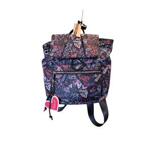 Parfois Love-Themed Graffiti Print Nylon Backpack With Adjustable Straps- NWT